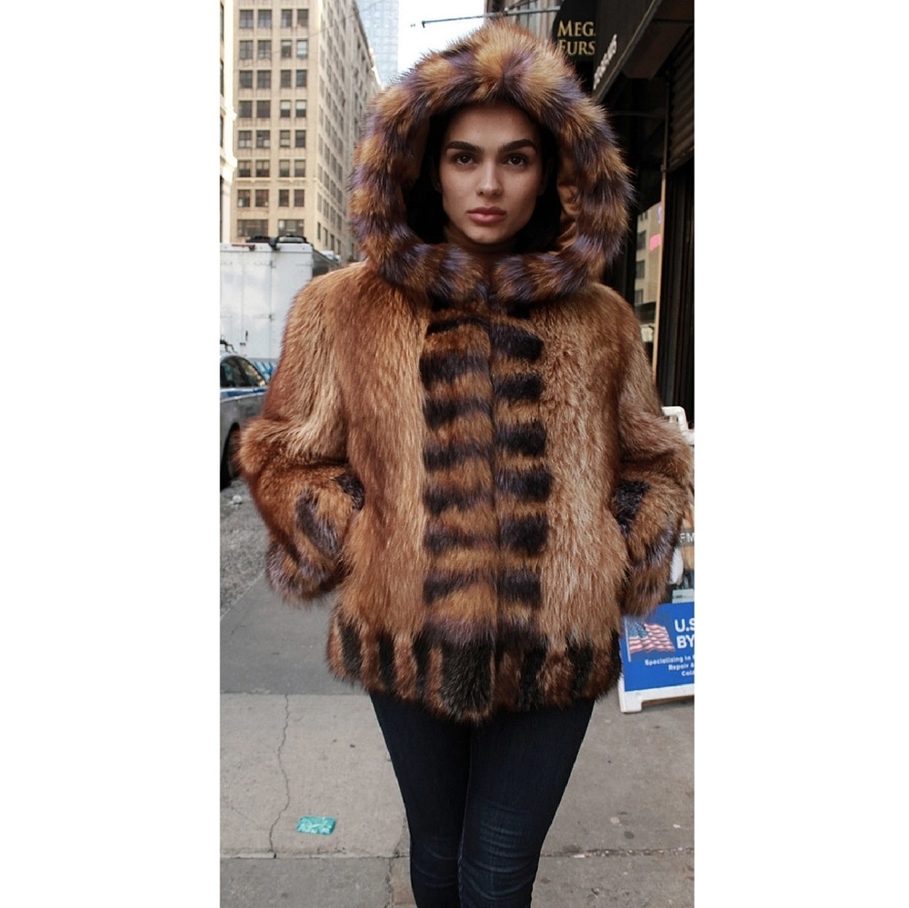 Hooded Raccoon Fur Jacket